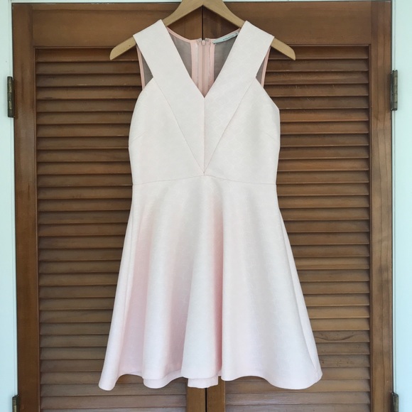 FRNCH Blush Pink Jacquard Skater Dress - Picture 4 of 10